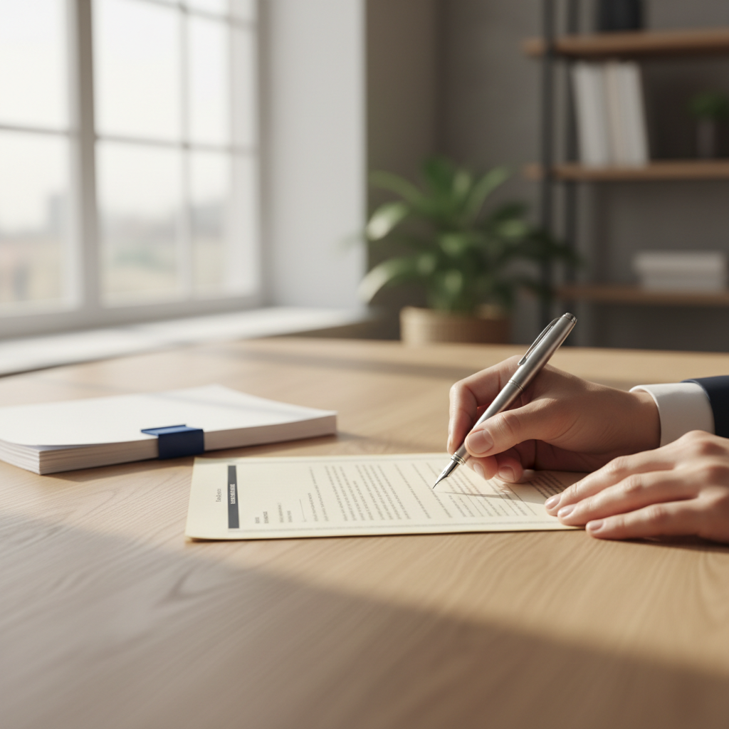 Asesoría jurídica — firma de un documento legal